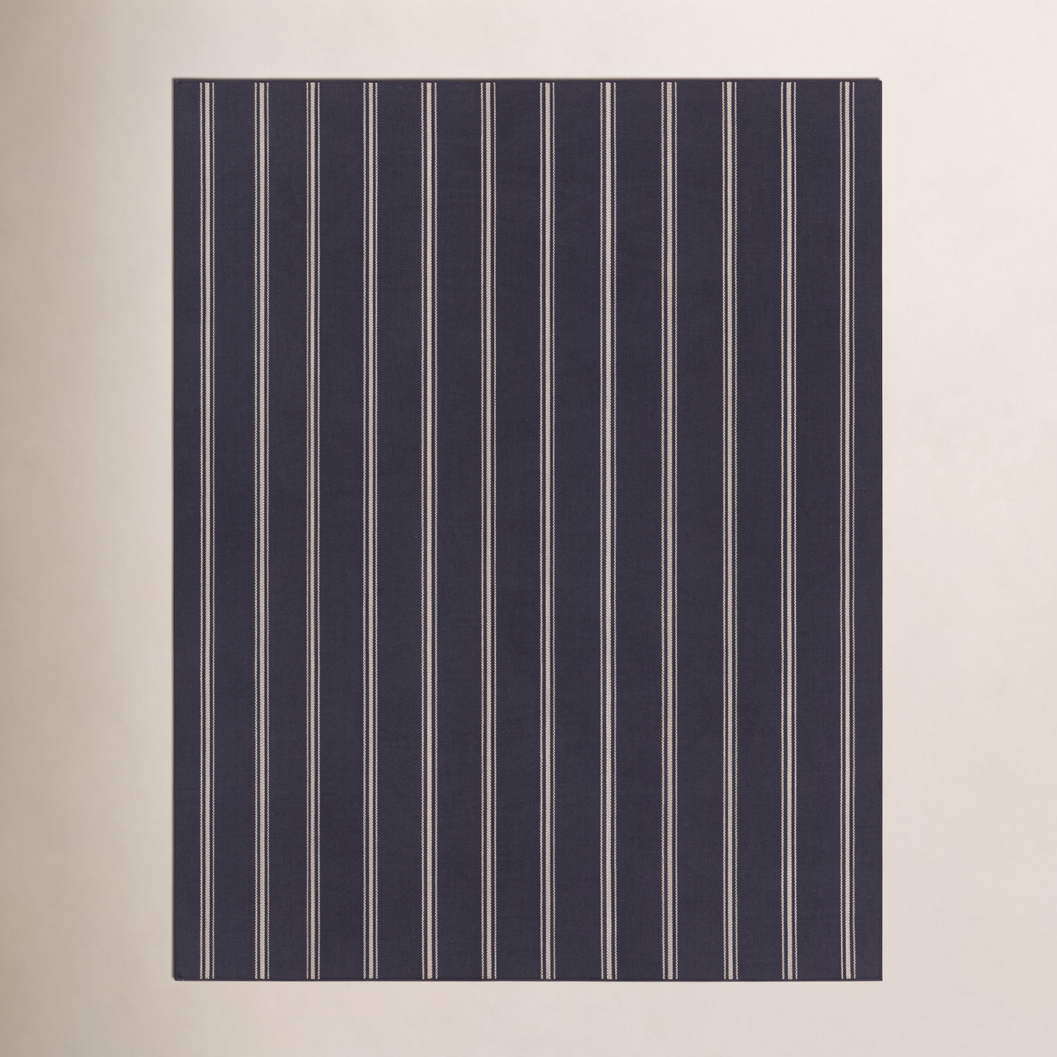 Edora Navy Ivory Hand-Loomed Striped Outdoor Rug, Rectangle 6' x 9'