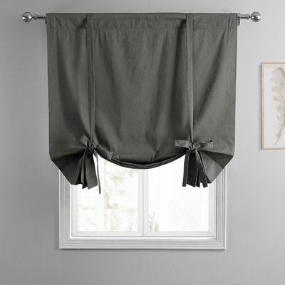 Solid Cotton Room Darkening Tie-Up Window Shade