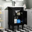 Meuble-lavabo de salle de bain moderne - noir, rétro, compact, assemblé, lavabo en céramique avec trou de déversement, armoire 18 po, design rétro noir, construction, rangement spacieux, pour les petites salles de bain-234598302