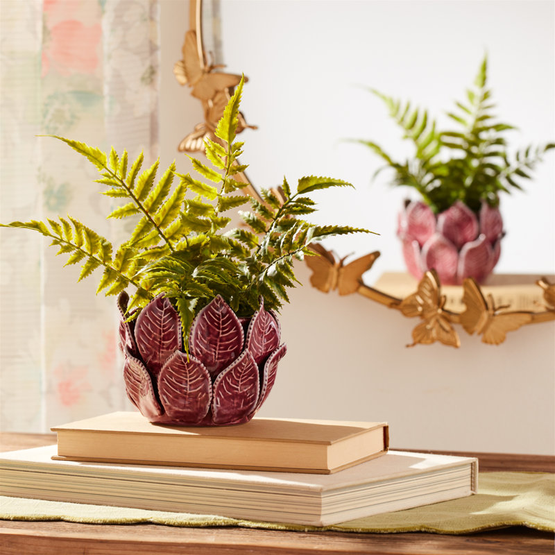 Stoneware Bud Vase with Leaves Accent