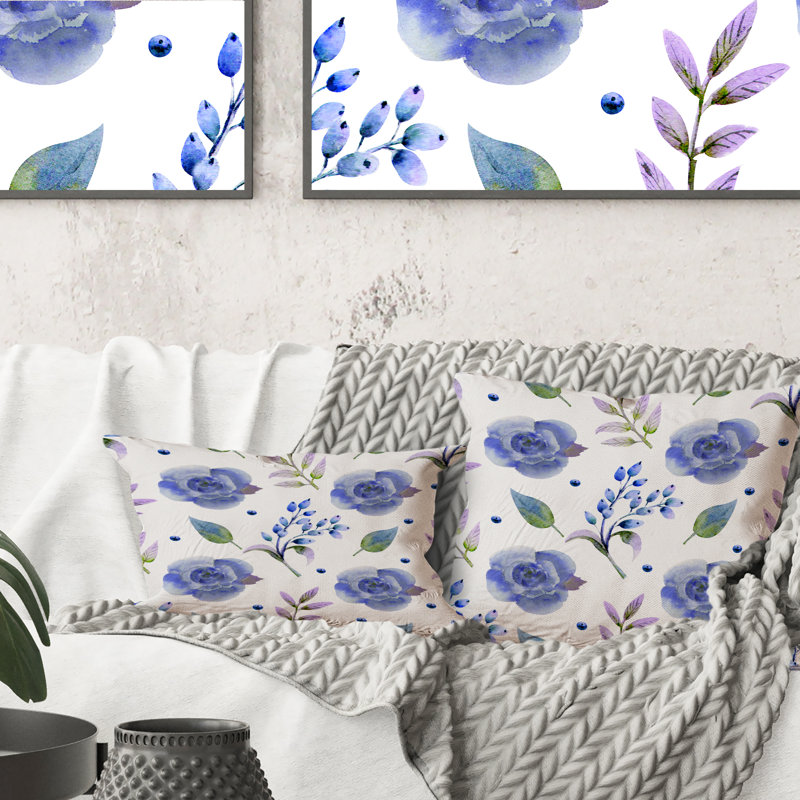 Coussin 12 "x 20" Blue Roses