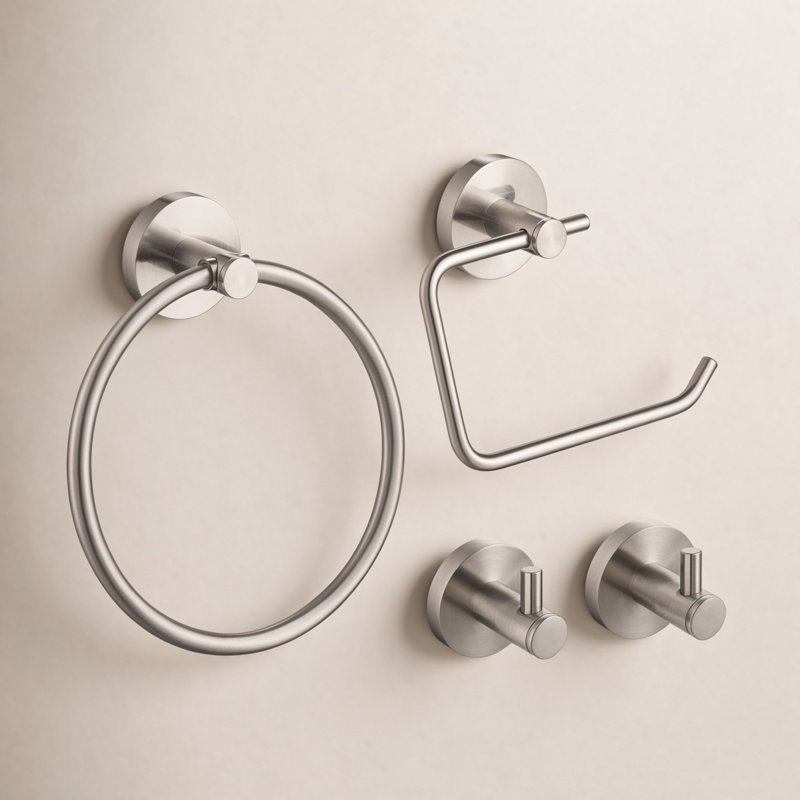 Circular 4 - Piece Bathroom Hardware Set, Brushed Nickel