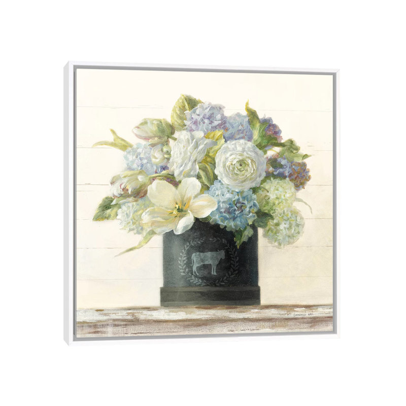Tulipes dans une boîte à chapeaux par Danhui Nai - reproduction d'art, H 37 po x l 37 po x P 1,5 po, Toile blanche encadrée