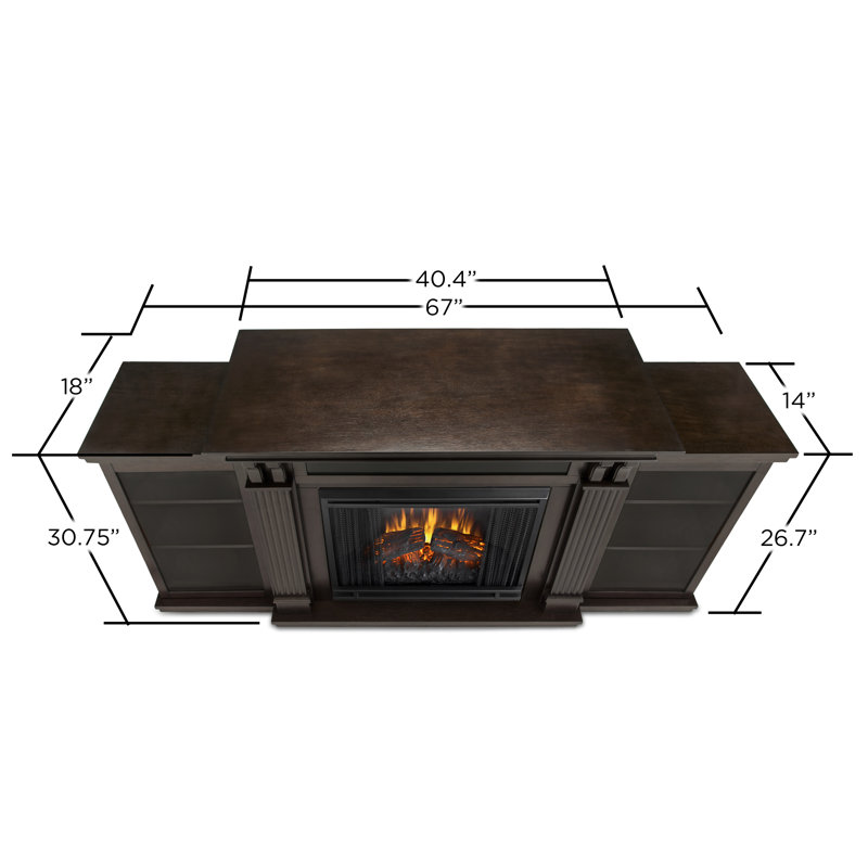 Calie 67'' TV Stand with Fireplace, Dark Walnut