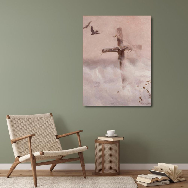 «Cross in the Snowdrift» par Jozef Chelmonski - Art mural sur toile tendue avec châssis, H 40 po x l 28 po