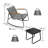 Kozyard 3 Piece Rocking Chair Set, Outdoor Rocking Textilene Bistro Set with Wooden Armrests, Outdoor Patio Furniture Set with Glass Table for Lawn, Porch, Yard, Garden, Balcony, Poolside Gray-101124299-101124300