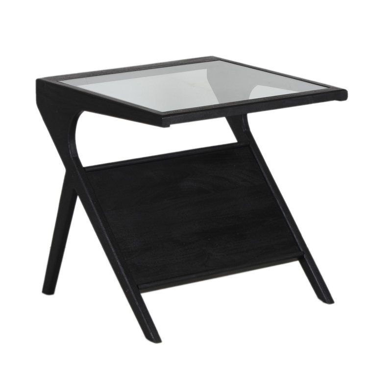 Table de bout en bois de manguier massif Metivier, noir, H 24 po x l 24 po x P 24 po
