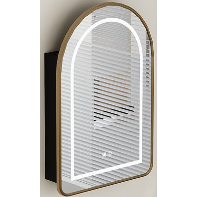 Chazael l 19,7 po l 31,5 po H encadré armoire de pharmacie miroir 3 fixe avec désembueur à DEL, noir