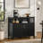 Modern Black Sideboard Cabinet, 2-Door Coffee Bar Buffet with Adjustable Shelves, Storage Cabinet for Kitchen & Living Room