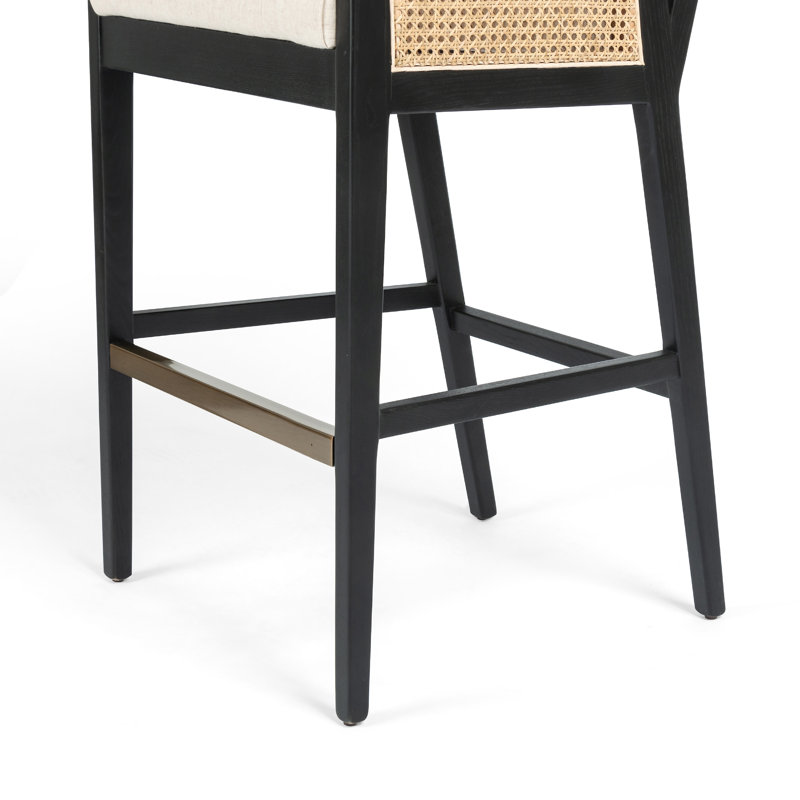 Antonia Counter & Bar Stool, Black/Natural, Bar Stool (31.25" Seat Height), Beige