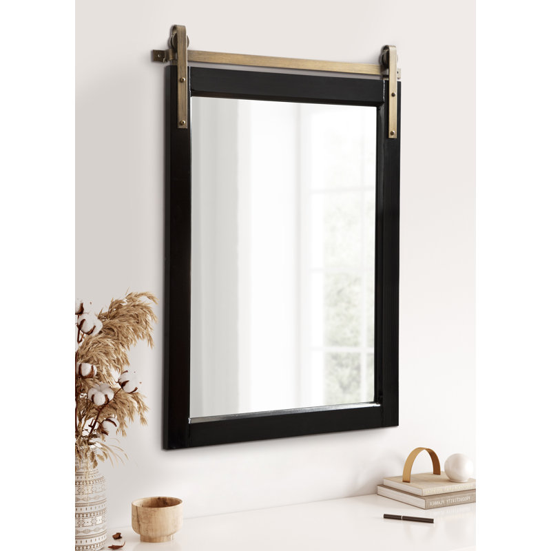Miroir mural Strickler, 24 po x 30 po, Noir / or