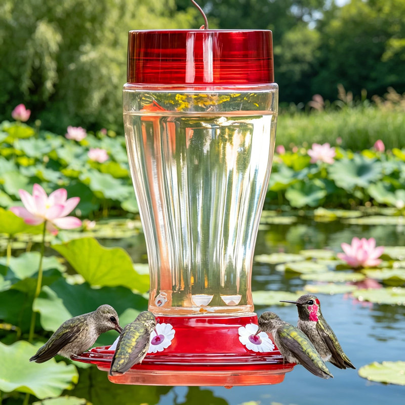 Mangeoire pour colibris, mangeoire pour colibris en verre 40 oz pour l'extérieur, 5 mangeoires avec fourmis intégrée, sans BPA