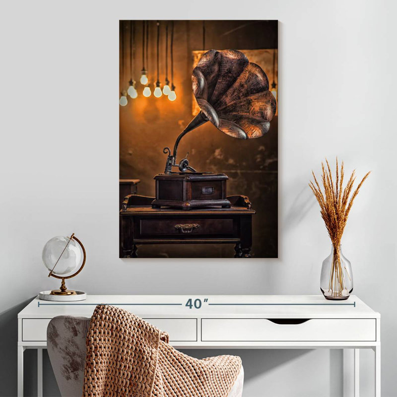 Gramophone antique, H 30 po x l 20 po