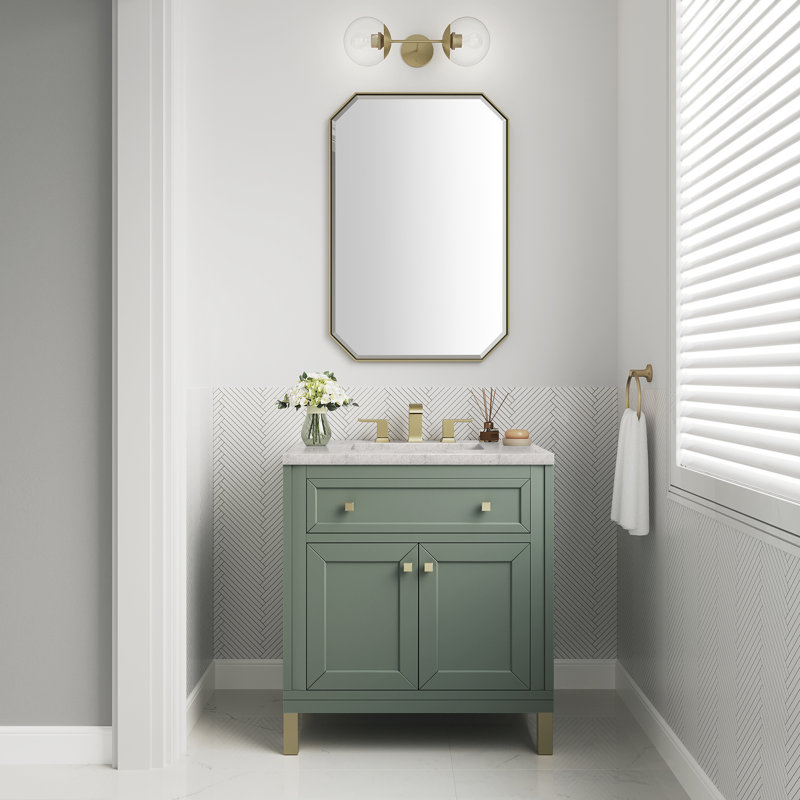 Meuble-lavabo simple l 30 po Chicago, Perle jasmin éternelle, Céladon fumé, 8 po
