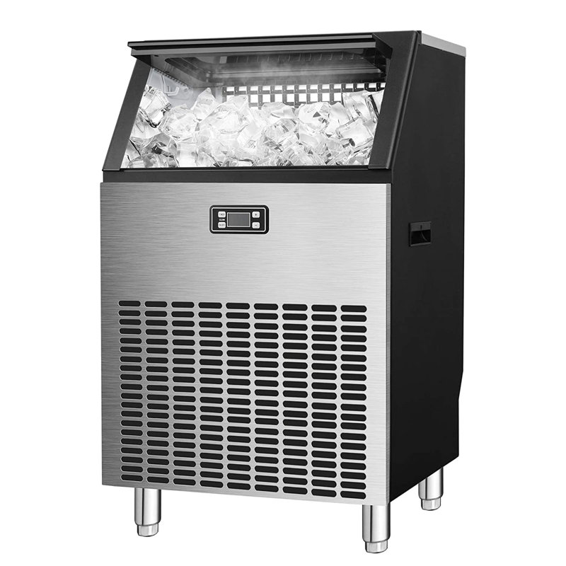Machine à glaçons commerciale HAVATO 265 lb / 24 H - 46 lb de rangement, acier inoxydable, panneau ACL automatique, autoportant, argent
