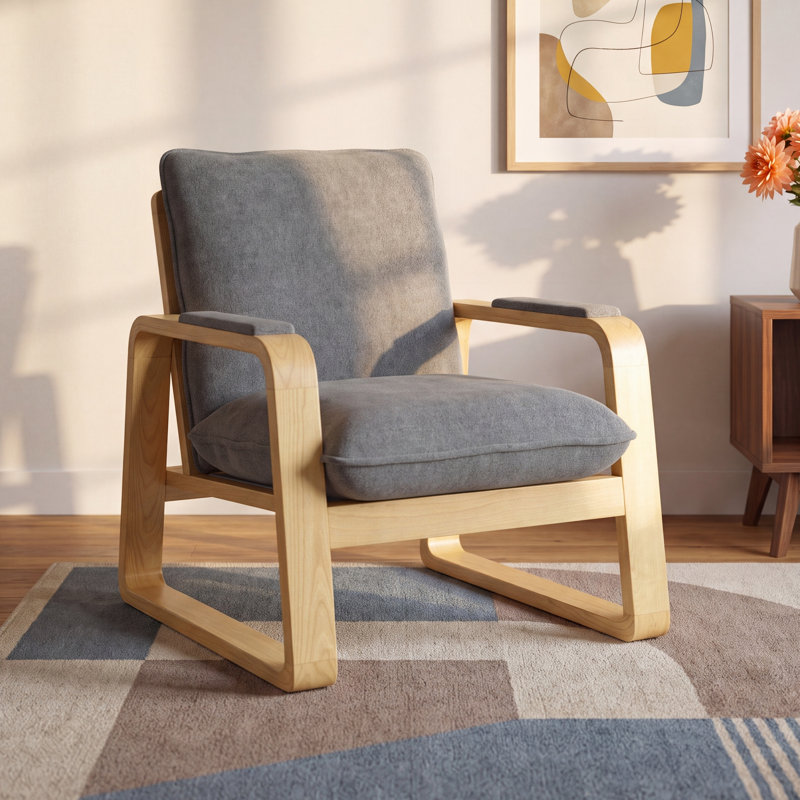 Lizzie Upholstered Armchair, Silver Gray Chenille