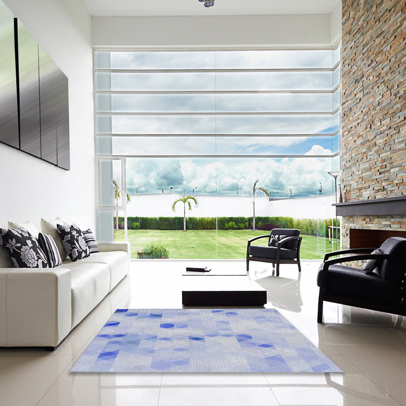 Tapis de zone bleue à motifs, Carré 4 pi