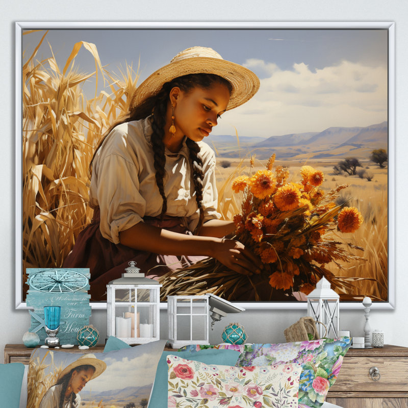 «African Harvest Abundance V», reproduction sur toile, H 12 po x l 20 po x P 1 po, Cadre flottant blanc