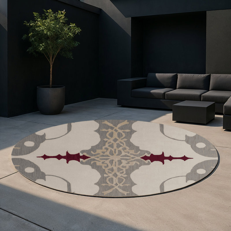 Fused Patterns Indoor And Outdoor Area Rug, Round 5'