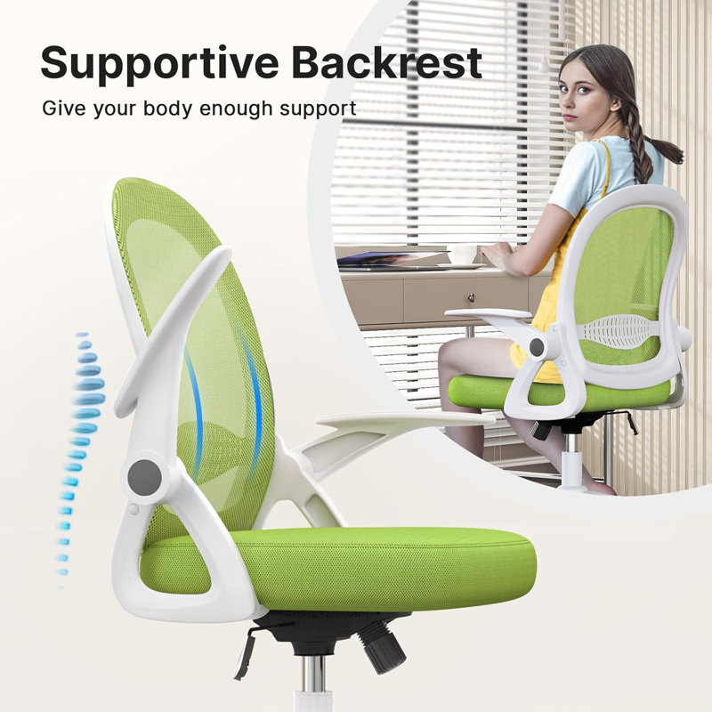 Desk Chair, White/Green