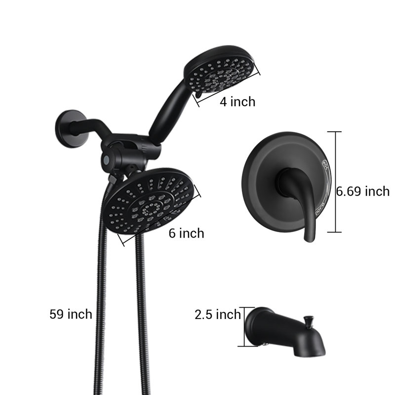 All-In-One Kit with Rough in-Valve, Matte Black