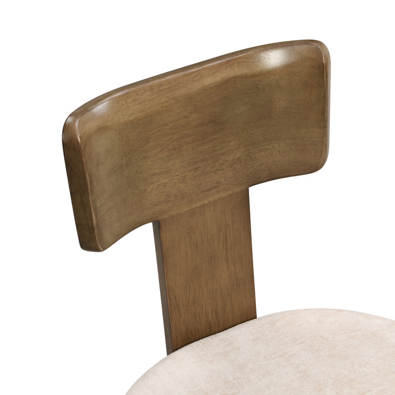 Ensemble de 2 chaises de salle à manger rembourrées en tissu avec pieds en bois d'hévéa massif, capacité de poids de 330 lb
