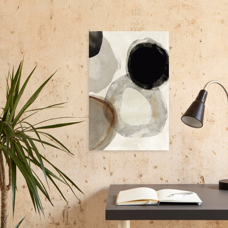 Anneaux beiges I, art moderne minimaliste abstrait, H 24 po x l 16 po