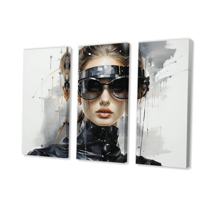 Art mural noir et gris mode futuriste II - Dior, Toile tendue, H 32 po x l 48 po