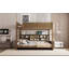 Lit double superposé au-dessus d'un grand lit double avec armoires de rangement et ports USB-1272948805