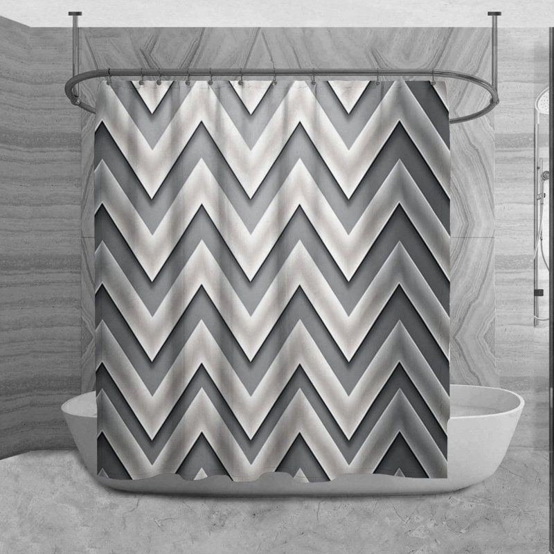 Rideau de douche Fanette, H 93 po x l 70 po, Gris / argent