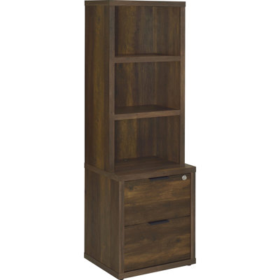 Dark Pine 3 - Piece Wall Unit Bookcase With And Open Shelves For Versatile Storage In Living Area Secure Drawers Style Organization Primary