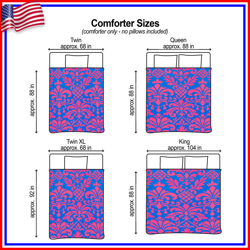 Pink Blue Damask Comforter, Twin Extra Long