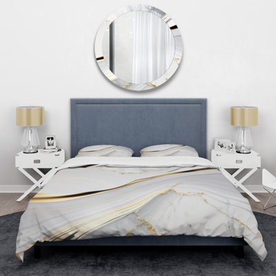 Ensemble de housse de couette en microfibre / polyester Abstract Geode Waves Grey IV