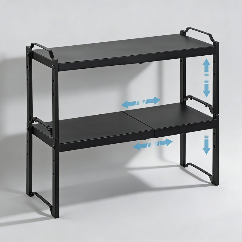 Tablette de rangement extensible et empilable, Noir