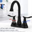 Robinet de salle de bain noir mat 4 pouces - 2 avec tuyaux d'alimentation et drain escamotable terni, rouille, pour lavabo-124242108