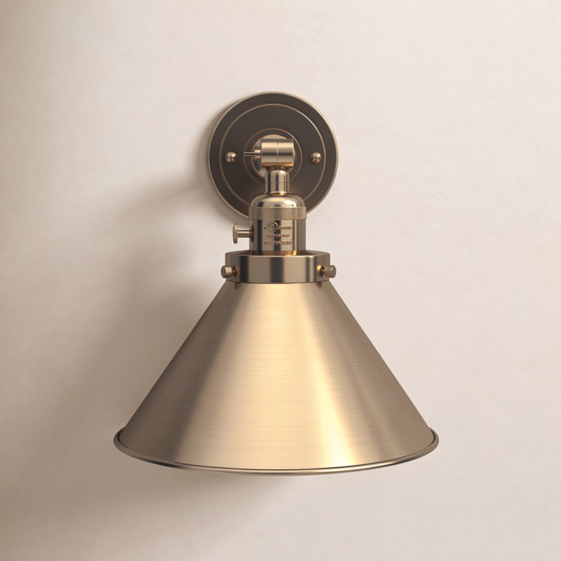 Dillon 1 - Light Dimmable Armed Sconce, 3 W LED Vintage Dimmable Bulb, Brushed Brass, Brushed Brass