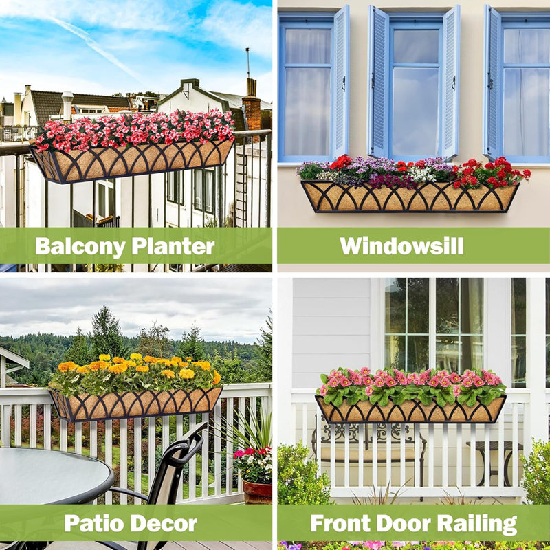 30 Inch Window Deck With Coco Liner Set Of 4, 30" Window Boxes H...