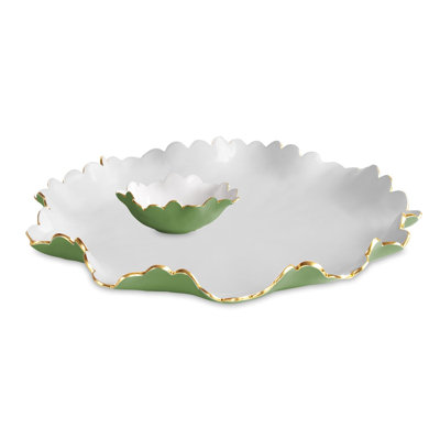 ENCANTO Colette Grand format Chips et Dip (Vert feuille et blanc)