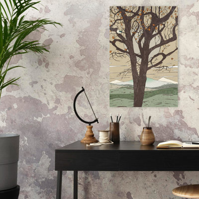 Contemporary Art Peaceful Retro Serene Bird Willow Nature Tree Wall Art 1 Piece Wrapped Canvas Wall Art