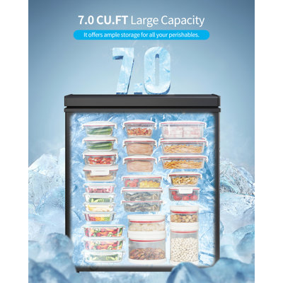7.0 Cu Ft Garage-Ready Chest Freezer with All-Climate Compressor,Weatherproof Deep Freezer, Easy Defrost Drain & Removable Storage Basket