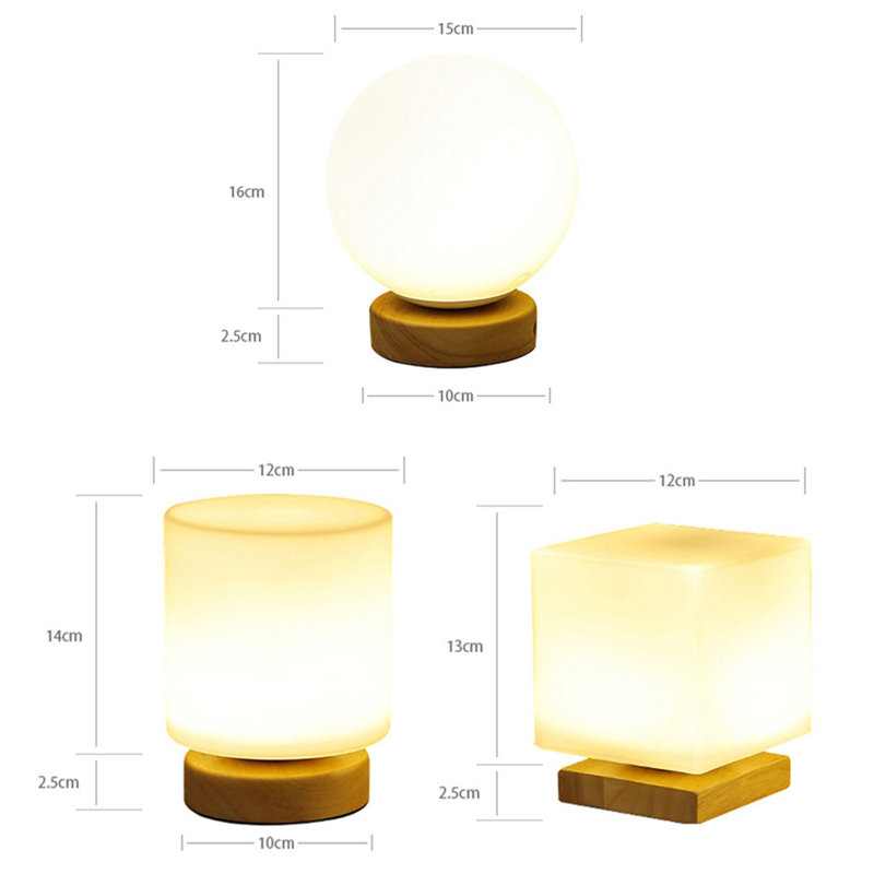 Wooden Base Modern Study Reading Lights Glass Table Lamp Children's Room Night Light