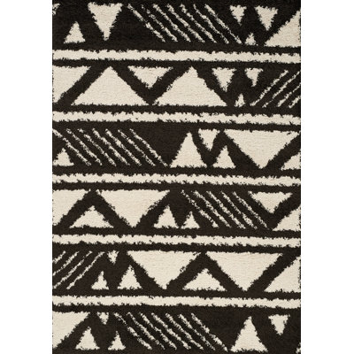 Ledet Performance Black White Contrast Patchwork Rug