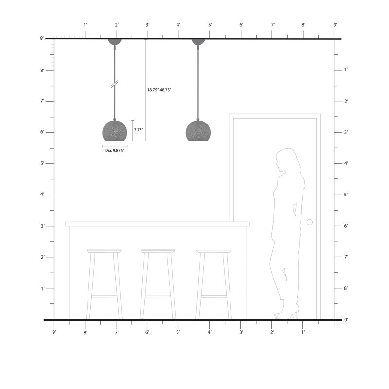 Nordic Gray Steel Bowl Pendant Light with White Interior