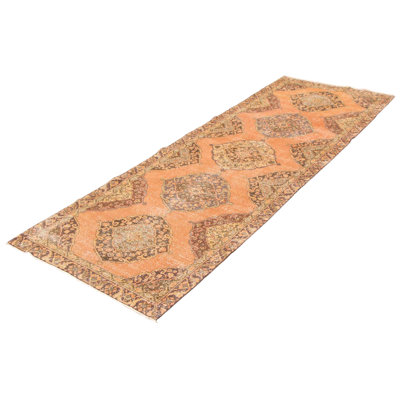 Monteria One-of-a-Kind 4'4" X 12'8" 1990s Runner Wool Area Rug in Brown