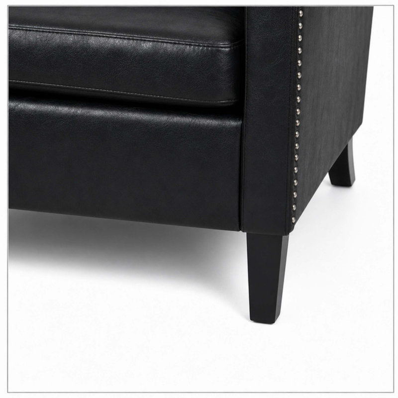 31.8 " Faux Leather Sofa, Black