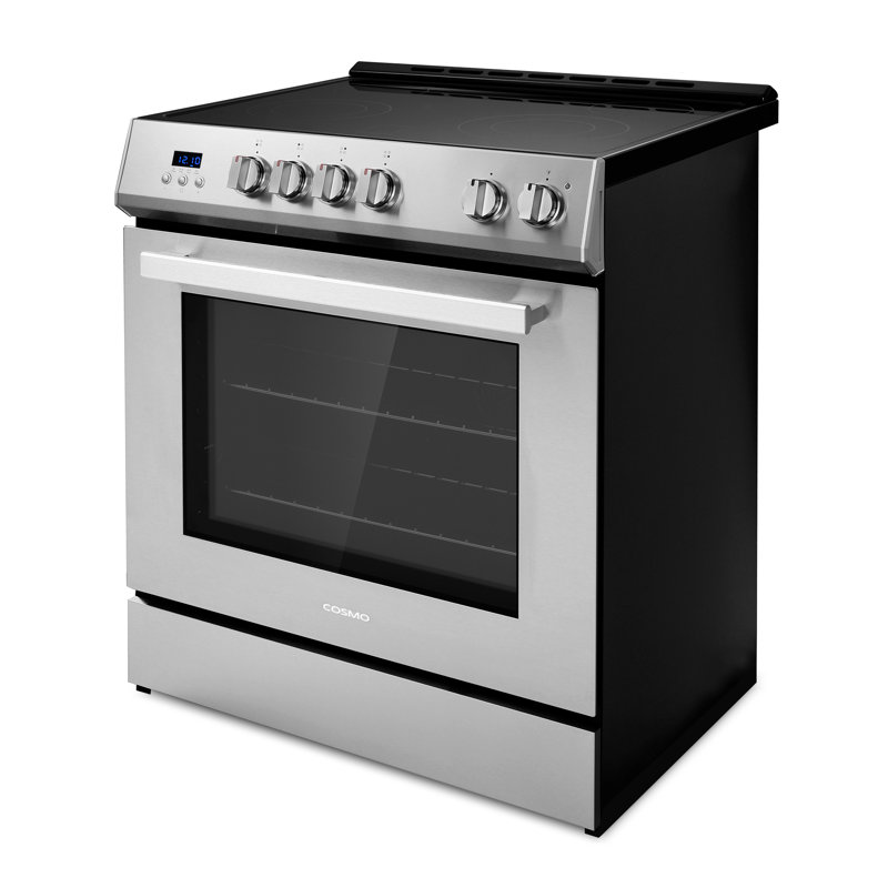 Cosmo 30 in. Stellar Collection 5.0 cu. ft. Electric Range with 4 Burner Glass Cooktop and Convection Oven in Stainless Steel