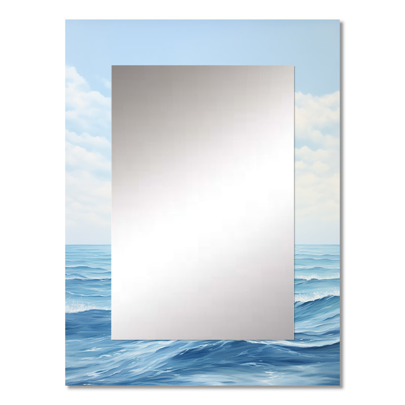 Océan Infinity Dreamscape II - miroir mural décoratif minimaliste, miroir bleu, impression d'art en métal, 32 po x 24 po
