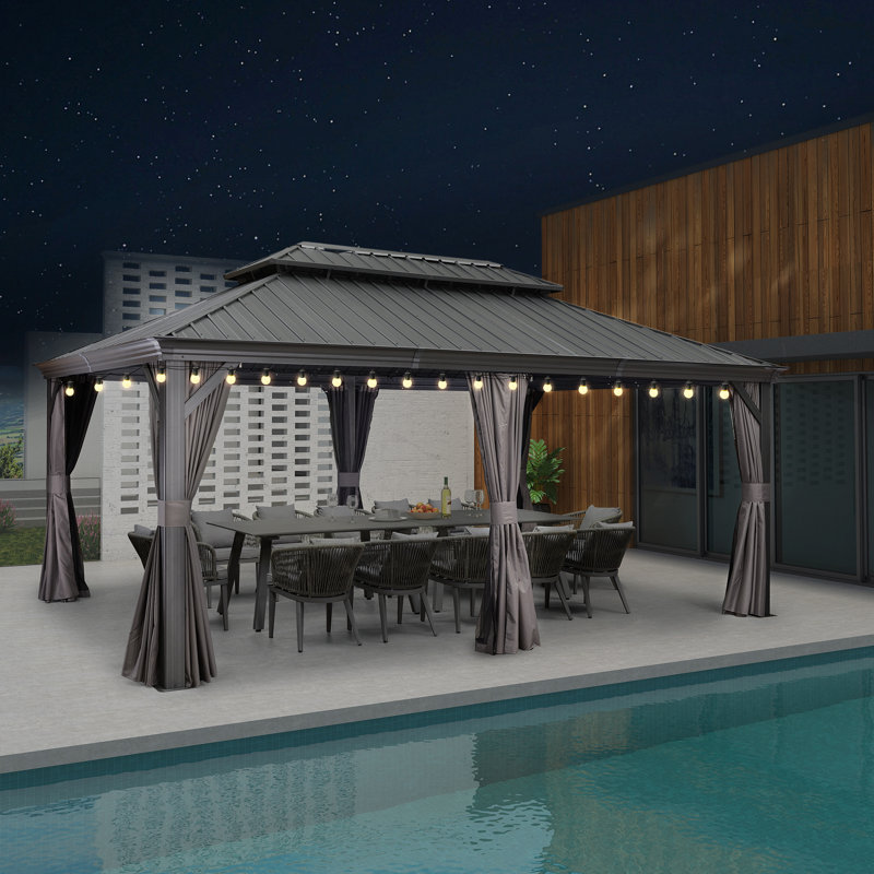 12 pi. L 18 pi. D Pavillon de jardin en acier