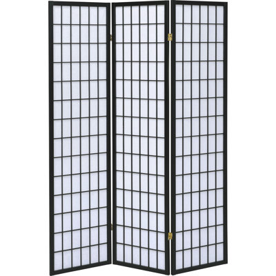 3 - Panel Folding Screen In Black Color, Using Rubberwood And White Paper, 70.05 Inches High, 52 Wide, For Functional Aesthetic Space Division Room Divider Screen, Tall, Creates Elegant Atmosphere Any