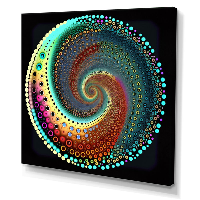 Iridiscdent pointillisme spirale nuances de turquoise - imprimé, Toile tendue, H 24 po x l 24 po x P 1 po